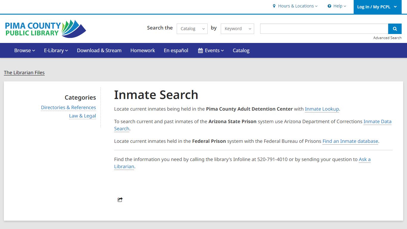 Inmate Search - Pima County Public Library