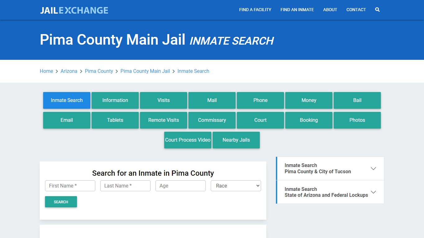 Pima County Main Jail, AZ Inmate Search: Roster & Mugshots