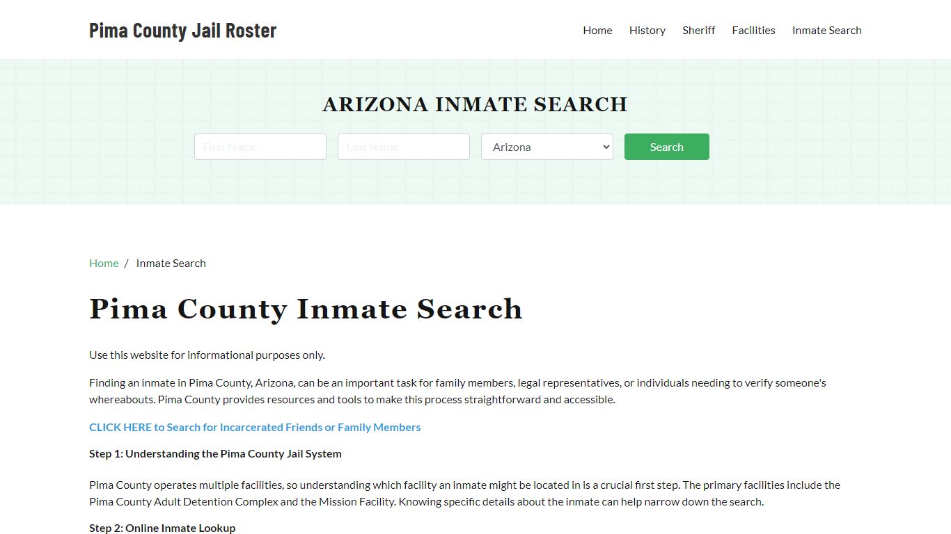 Pima County, AZ Detainee Lookup