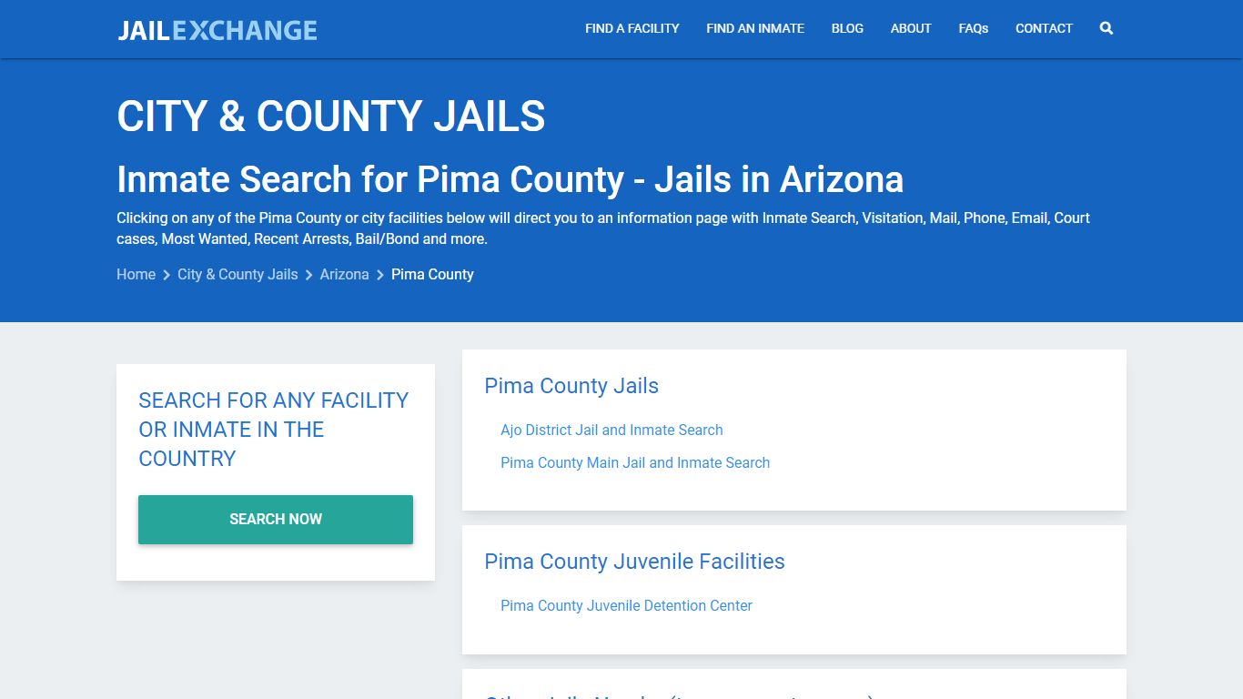 Inmate Search for Pima County | Jails in Arizona - Jail Exchange